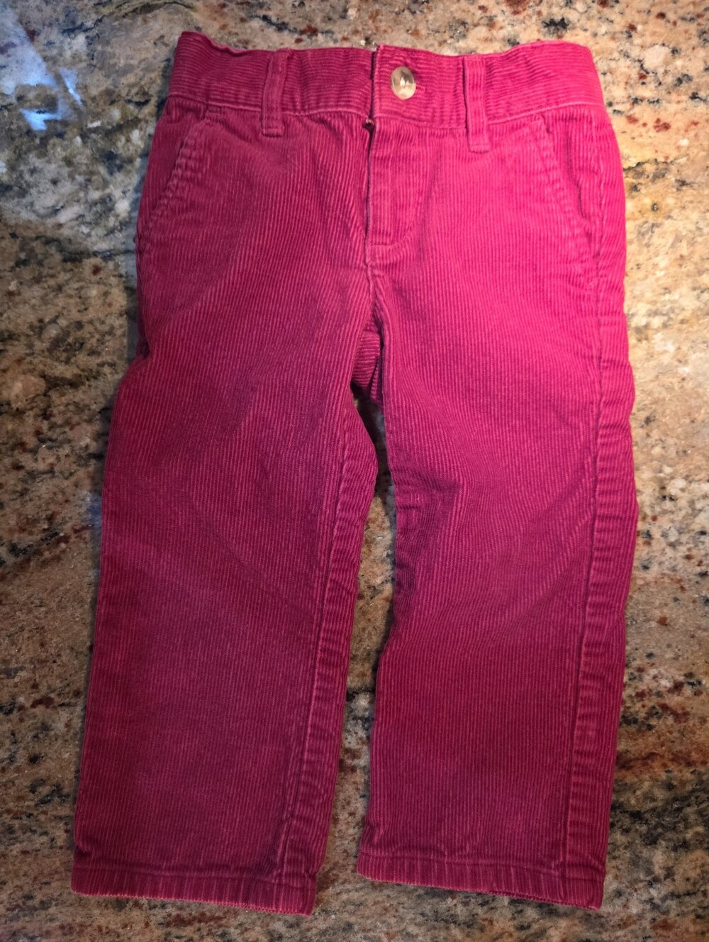 Janie And Jack Boys Corduroy Burgundy Pants Size 2T Classic Casual Button Zip